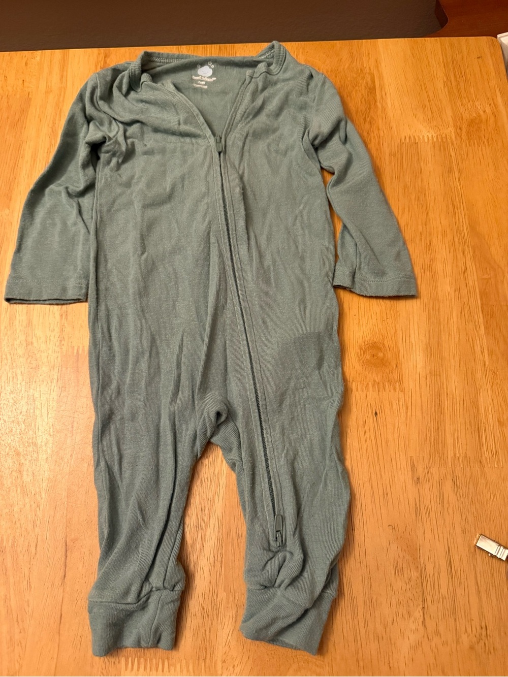 cloud island Sage Green Footed Baby One-Piece Zippered Pajamas